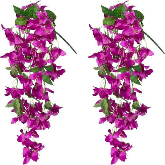 Simulation Bougainvillea Wall Hanging A, Artificial Faux Flowers Plants for Outdoor Outside Spring Decoration Hanging Long Vines Trailing Realistic for Home Porch Patio Balcony