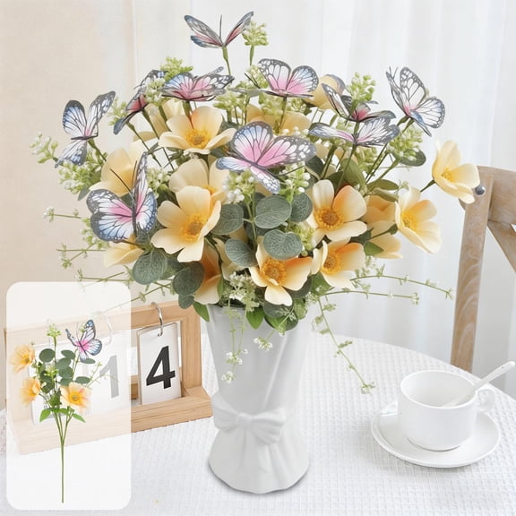 Simulation Bouquet | 43cm Plastic Artificial Flowers for Wedding & Home Decor in Orange | Realistic Design