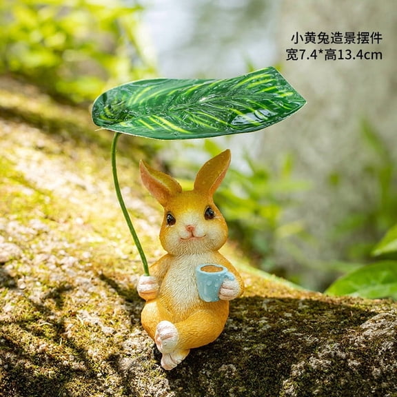 Simulation Bunny Garden Ornament Outdoor Resin Rabbit Sculpture Weather Resistant Lifelike Hand Painted Sturdy Weighted Low Maintenance for Garden Patio Courtyard Flower Bed Pathway Backyard Decor