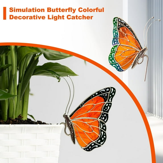 Simulation Butterfly Alloy Light Catcher - Colorful Window Pendant Gift, Elegant Home Decor, Unique Design Craft for Indoor Outdoor Hanging Ornament,Yard Decorative Lighting Accent