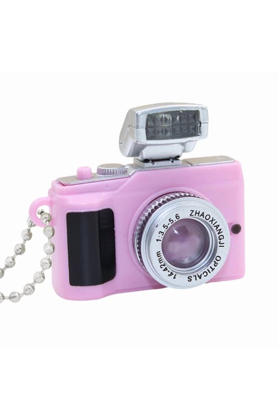 Simulation Camera Keychain with LED Light and Sound, 5cm Beaded Chain Pendant for Night Visibility and Interactive Play