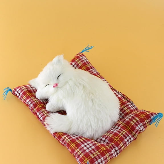 Simulation Cat Toy with Sound,Lifelike Sleeping Doll for Kids,Interactive Plush Animal with Call Function and Cloth Mat,Educational Gift for Ages 3+