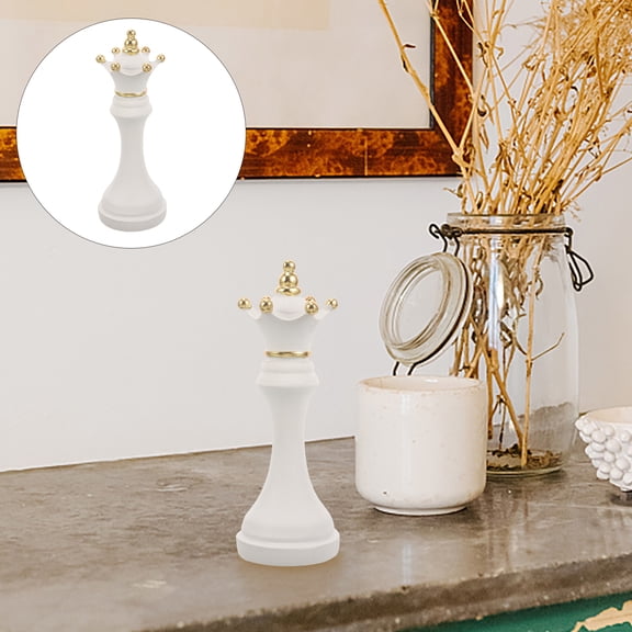 SEWCHICS Vintage Style Resin Chess King Statue Desktop Decor for Home Office Decoration 1 Set