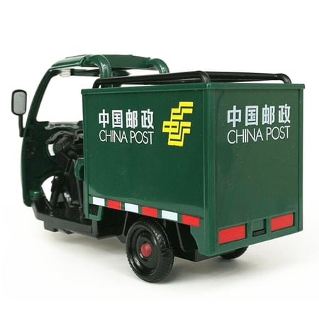 Simulation China Post Express Car Tricycle Alloy Model Kids Toy Gift With Sound Light TAPDRA Spare Part