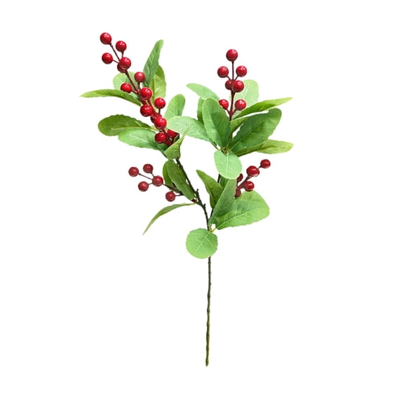 Simulation Christmas Leaf Plant Stems and Leaves, Ongmies Plant Stems & Leaves – Greenery Home Decor Ornaments for Diy Bouquets & Floral Arrangements, Artificial Red Berry Stems with Holly Stems