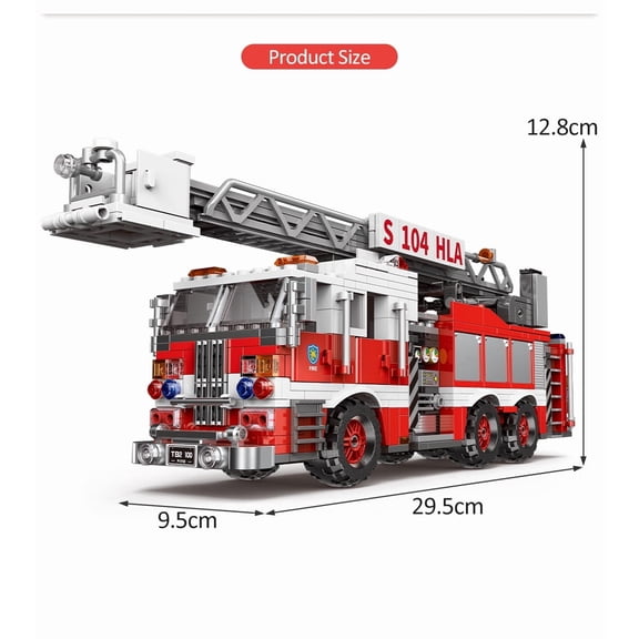 Simulation City Firefighter Rescue Engineering Vehicle Movable Building Block Fire Truck Model Kit Children Assembled Toy Gift
