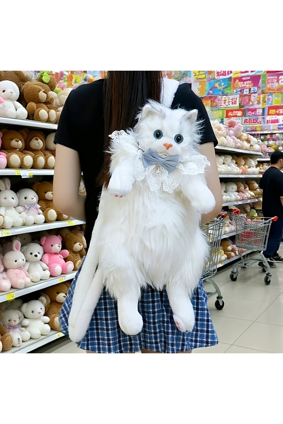 Simulation Cloth Cat Backpack - Cute Cat Backpack, Girls Scarf And Comb, Soft Plush Gift For Valentine's Day Or Birthday, Durable Shoulder Straps