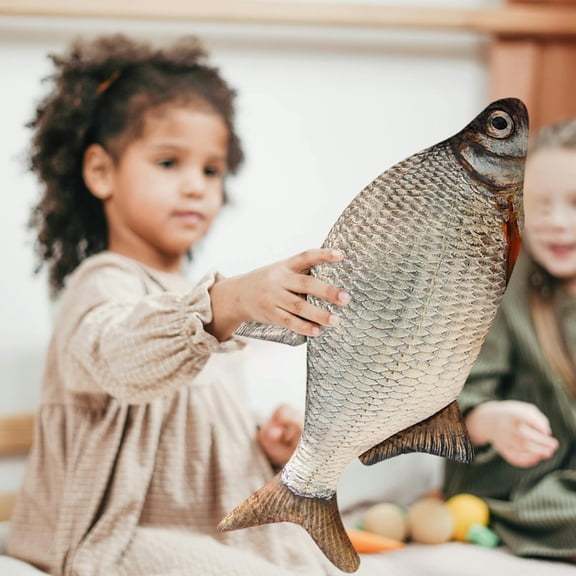 Crucian Carp Plush Toy Pillow 11.8 Inch, 3D Fish Shape Stuffed Animal Throw Cushion for Sofa Bed Home Car Decor, Unique Gift Idea