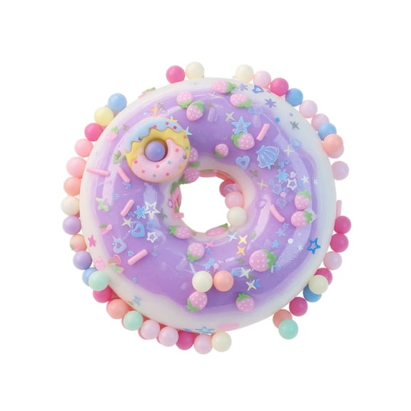 Simulation Donut Squishy Toy, Soft Slow Rising Stress Relief Fidget, Realistic Glazed Dessert Prop for Party Decor, Kids Adults Anxiety Relief, Purple Plastic