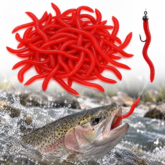 Simulation Earthworm Soft Fishing Lure Baits Realistic Artificial Baits Shrimp Scented Artificial Baits for Trout