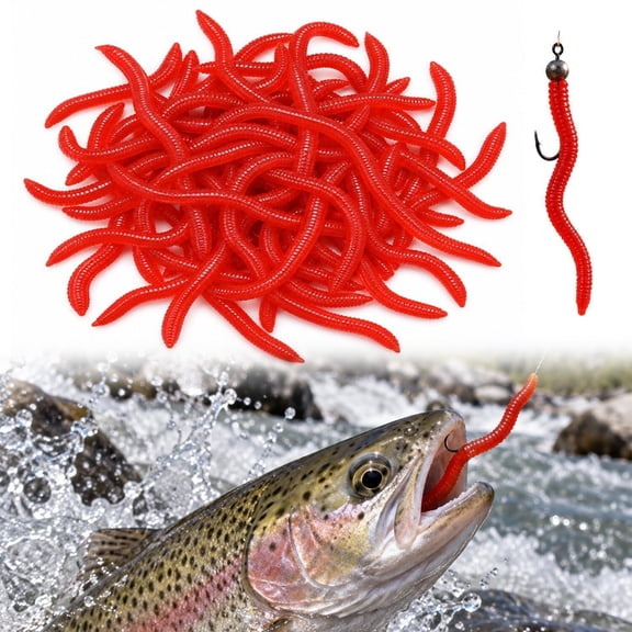 Simulation Earthworm Soft Fishing Lures, Fish-Scented Worm Bait 50/100 PCS Earthworm Shape And A Soft Body Offer An Artificial Bait Option Without Handling Live Worms