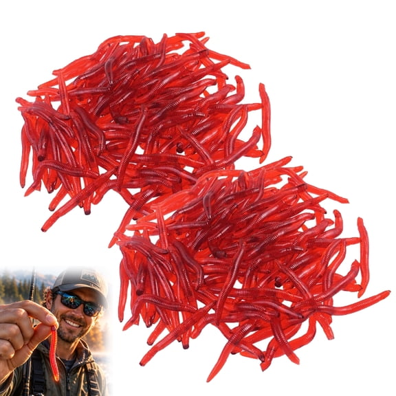 Simulation Earthworm Soft Fishing Lures, Shrimp-Scented Artificial Baits, Ribbed Flexible Fake Worms with Realistic Segmented Action for Freshwater & Saltwater Bass, Walleye & Angling