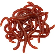 Simulation Earthworm Soft Fishing Lures Shrimp Scented Artificial Worm Bait | Fake Red Plastic Wacky Power Fish Bites for Bass Trout Freshwater Saltwater Halloween Lifelike Trick Sensory Bin Items
