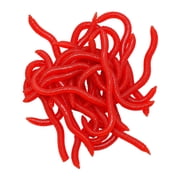 Simulation Earthworm Soft Fishing Lures Shrimp Scented Artificial Worm Bait Fake Red Plastic Wacky Power Fish Bites for Bass Trout Freshwater Saltwater Halloween Lifelike Trick Sensory Bin Items