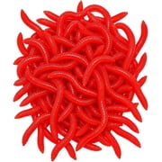Simulation Earthworm Soft Fishing Lures Shrimp Scented Artificial Worm Bait | Fake Red Plastic Wacky Power Fish Bites for Bass Trout Freshwater Saltwater Halloween Lifelike Trick Sensory Bin Items