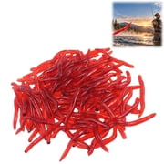 Simulation Earthworm Soft Fishing Lures, Shrimp Scented Artificial Worm Baits, Ribbed Flexible Freshwater Saltwater Bass Walleye150PCS