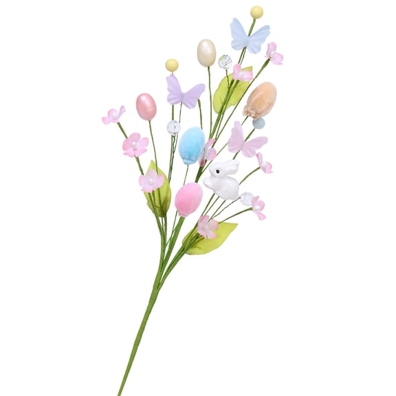 Simulation Easter Egg Single Artificial Flower, Easter Decorative Floral Arrangement With Butterflies, Easter Egg And Butterfly Design, Spring Home Party Craft Decoration For