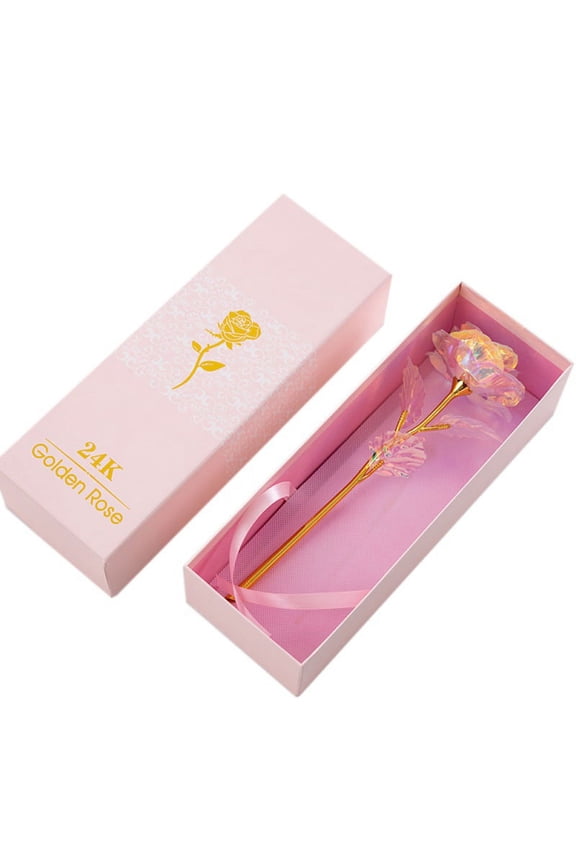 Simulation Eternity 24K Gold Foil Rose Flower Rainbow Valentine'S Day Romantic Flower Wedding Gift Beautiful LED Luminous