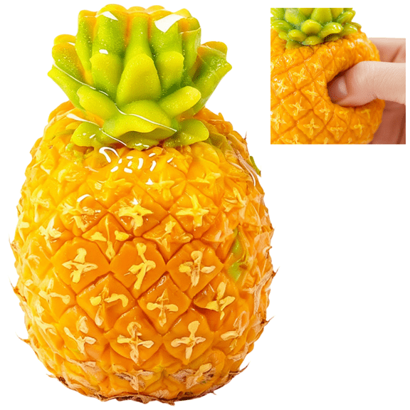 Simulation Fabric Pineapple Squishy Fidget Toys for Adults Soft Elastic Plastic Sensory Gadget Realistic 4x4 Inch Fruit Office Desk Accessory Pressure Relief Tool 1 Pack