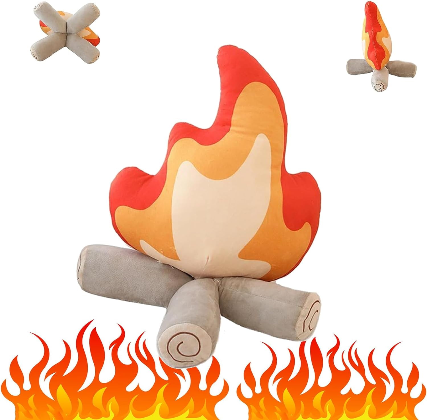 Simulation Fake Campfire Pillow, Soft Stuffed Cartoon Fire Doll