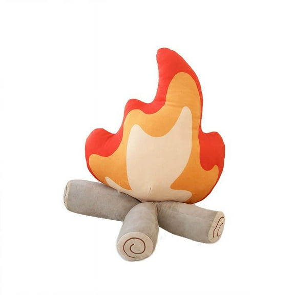 Simulation Fake Campfire Pillow, Soft Stuffed Cartoon Fire Doll Campfire Firewood Toys, Simulation Bonfire Plush Toy for Outdoor Camping Room Decor Kids Gifts (11.8 in)
