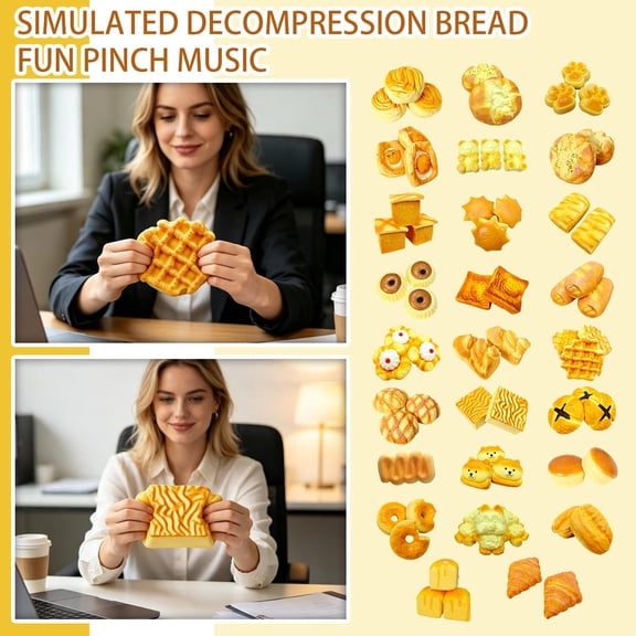 Simulation Fake Toys, 1-Pack Bread Slow Rising Squish, Sensory Squeeze Toys for Relaxation Relief, Relaxation Toys for Office and Classroom, Soft Squeeze Bread Toys for Birthday