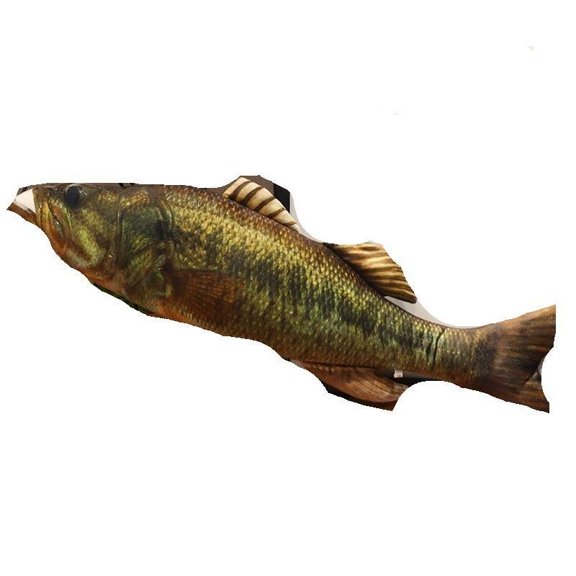 Simulation Fish Plush Toy Pillow,23.6inch/ 60cm Soft Fish Decorate Pillow Cushion Stuffed Decorate Pillow Creative Gift Home Decor (Largemouth Bass)