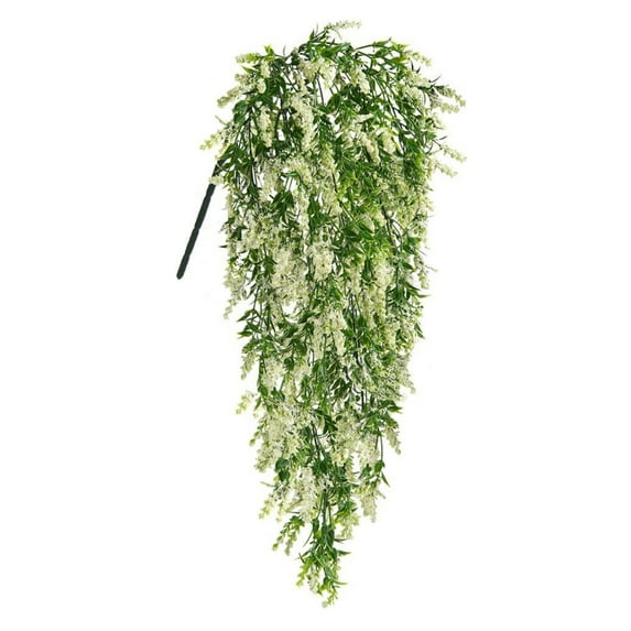 Simulation Flower Artificial Wisteria Flower Vine Fake Hanging Plant for Home Party Wedding Garden Decor-Beige