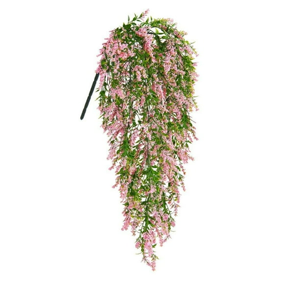 Simulation Flower Artificial Wisteria Flower Vine Fake Hanging Plant for Home Party Wedding Garden Decor-Pink