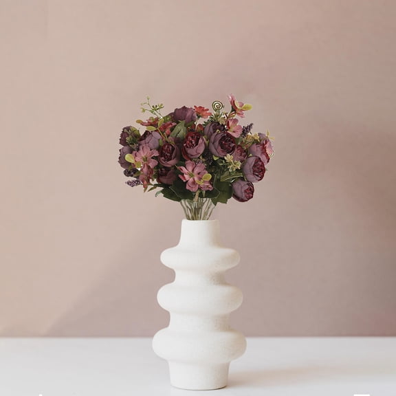 Simulation Flower Bouquet, Silk Flowers Arrangement for Home Living Room Decor, Vintage Rose Bouquet for Christmas Mantel Display, Hostess Gift and Holiday Party Favor, Fake Flowers Sopatenor