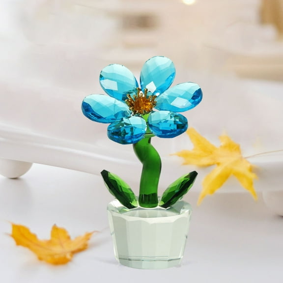Simulation Flower Core Crystal Decoration, Artificial Flower Arrangement for Home Setting Christmas Decor, Holiday Party Favor and Hostess Gift, Crystal Centerpiece for Mantel Display and Sopatenor