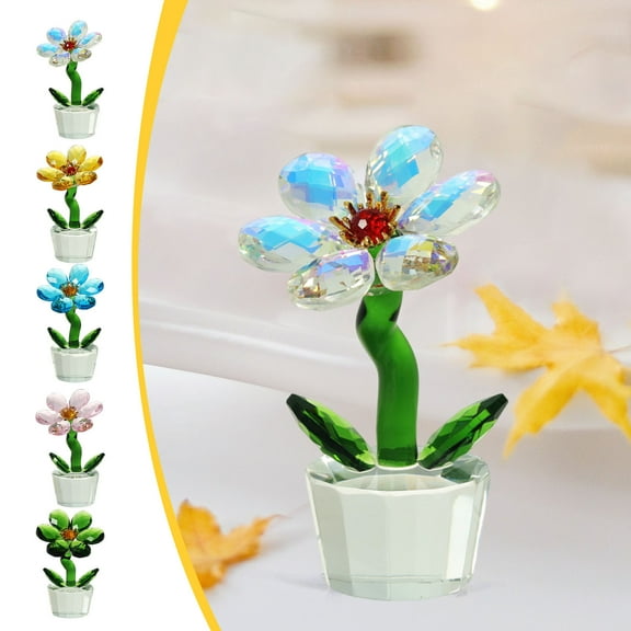 Simulation Flower Core Crystal Decoration, Artificial Flower Arrangement for Home Setting Christmas Decor, Holiday Party Favor and Hostess Gift, Crystal Centerpiece for Mantel Display and Sopatenor