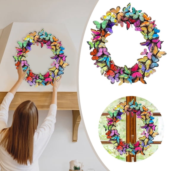 Flower Vine Wreath Easter Hotel Restaurant Door Wall Hanging Window Decoration Props Wreath 15.7"X15.7" Easter Decorations