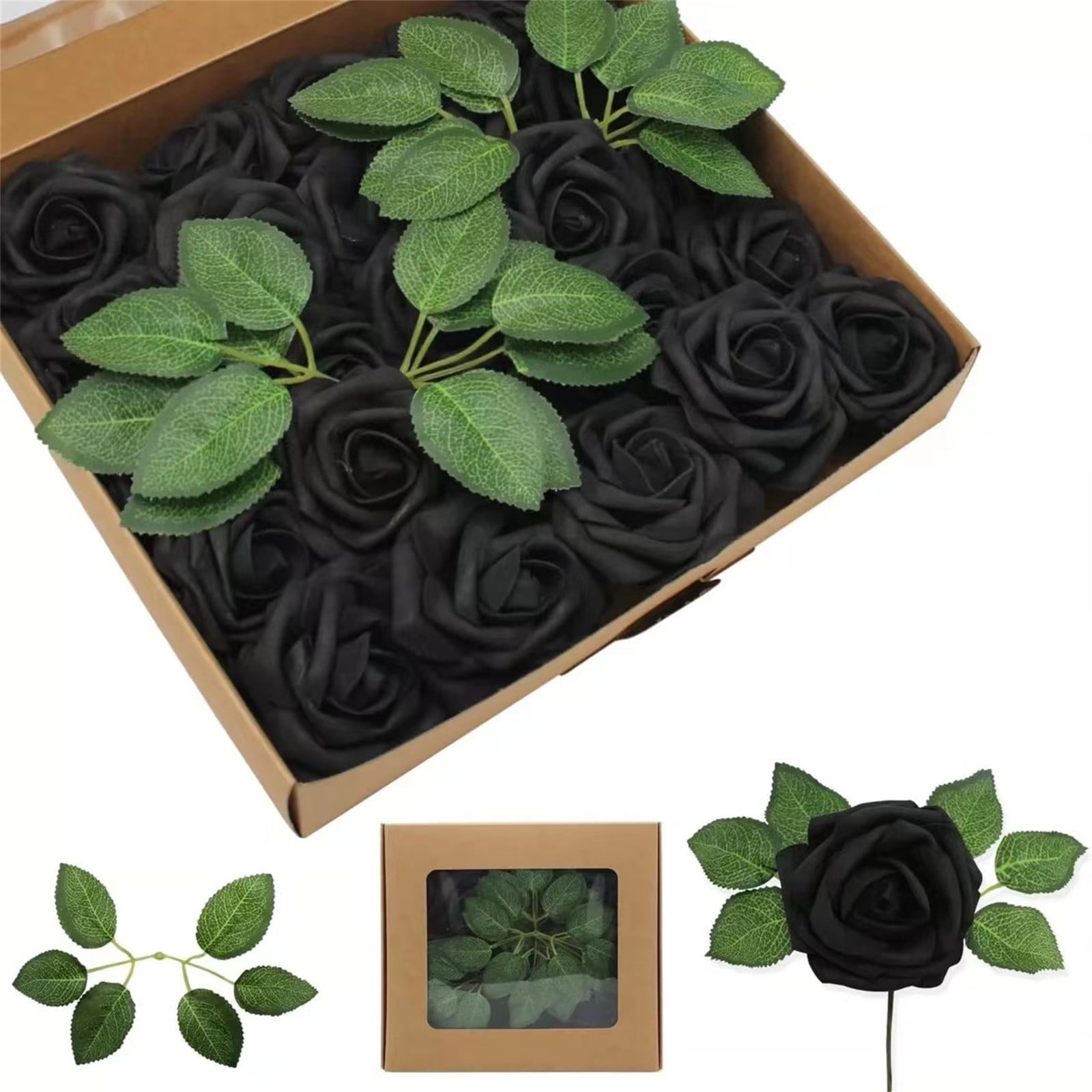 Simulation Flowers Gift Box 8cm Rose Rose Plus Leaf Belt Rod 25 Flowers