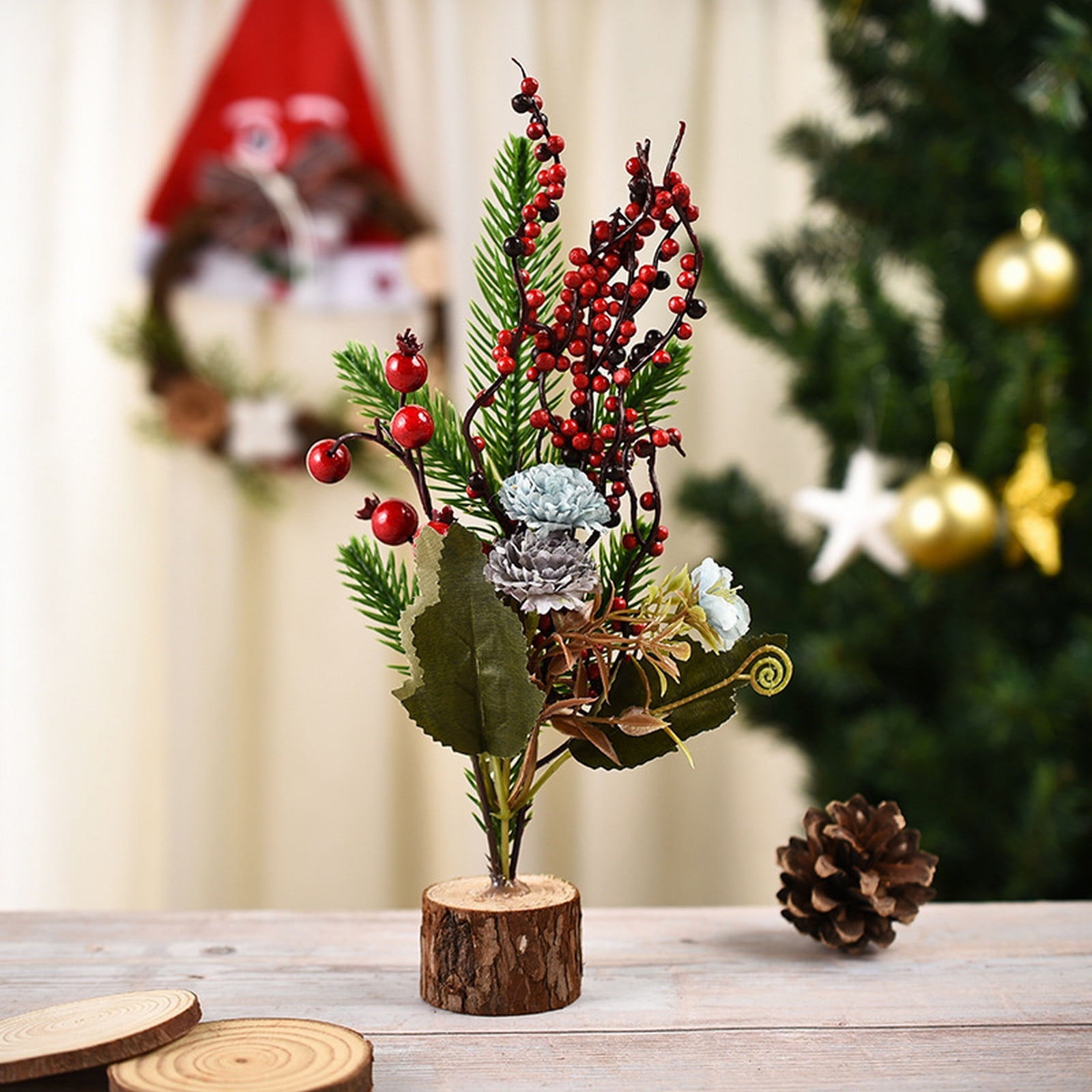 Simulation Flowers Mini Christmas Tree Table Decorations Trees Tabletop