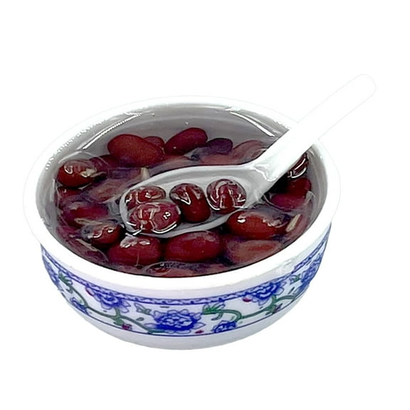 Simulation Food Crafts,4cm Miniature Food Model,Dollhouse Food Decoration Toy,Simulation Artificial Bowl Pro Model for Boys Girls (Red Bean Porridge)