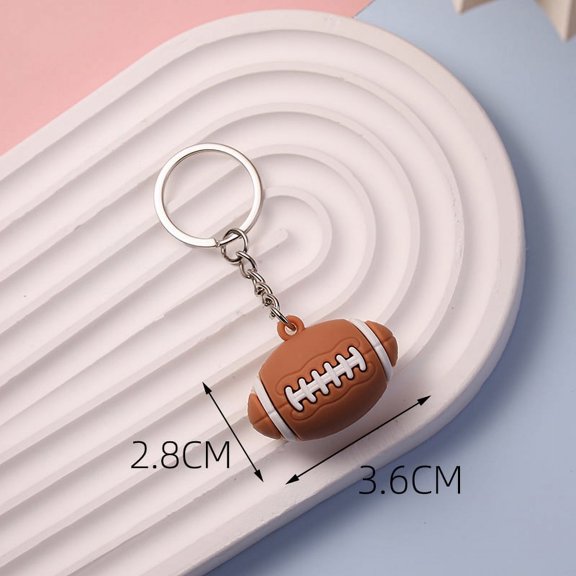 Simulation Football Basketball Volleyball Tennis Rugby Keychain PVC Creative Mini Key Ring Backpack Pendant Car Accessories Gift