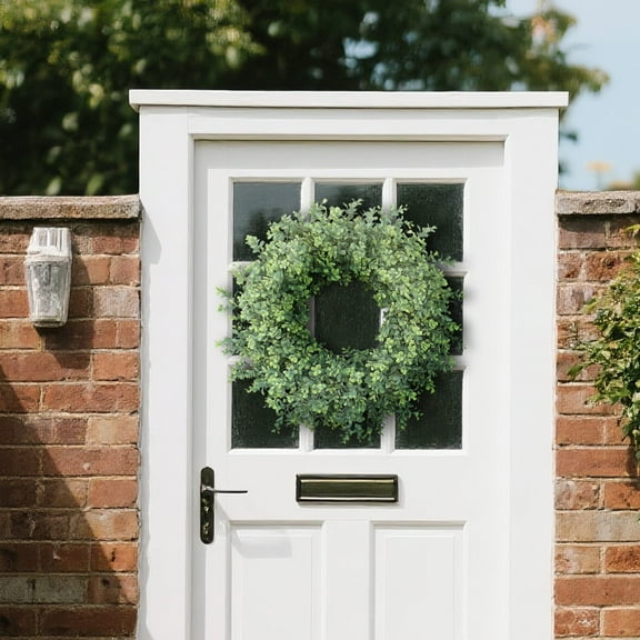 Simulation Of Frost Grass Vine Circle Bottom With Green Plants, Water Grass Vine Circle Flower Wreath 26In (1Pc) Frosted Grass Vine Circle Wreath, Decorative Greenery Vine Wreath