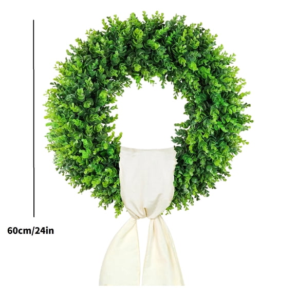 Simulation of Frost Grass Vine Wreath with Green Plants, Water Grass Circle Flower Wreath for Wall Decor, Natural Style Faux Greenery Ring for Home Accents