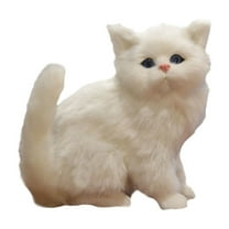 Furry Kitten Figurine - Realistic Stuffed Cat Decor for Desk, Car & Shelf - Handcrafted Collectible Animal Replica with Synthetic - Photo Prop