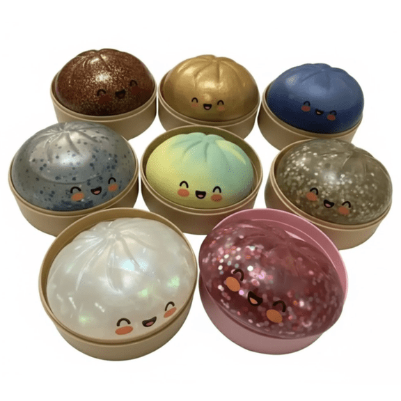 Big Glitter Dumpling Squeeze Dough Ball Stress Relief Fidget Dumpling Stress Ball Fidget Toys Cute & Portable for Adults, Playful Sensory Anxiety Relief Gifts,golden