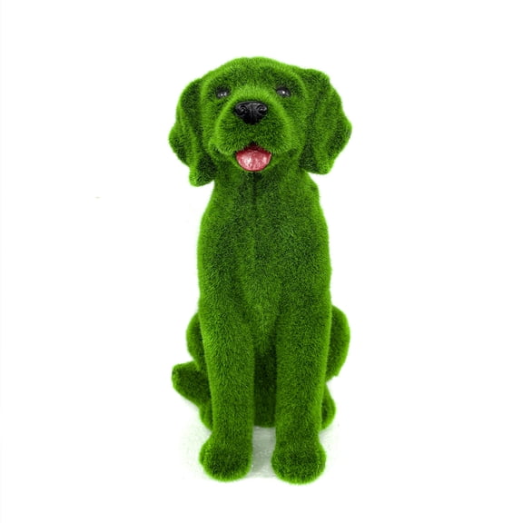 Simulation Grass Green Flocking for Puppy Artificial Animal Figurines Orname,for Garden Entrance Decor Animals Statue