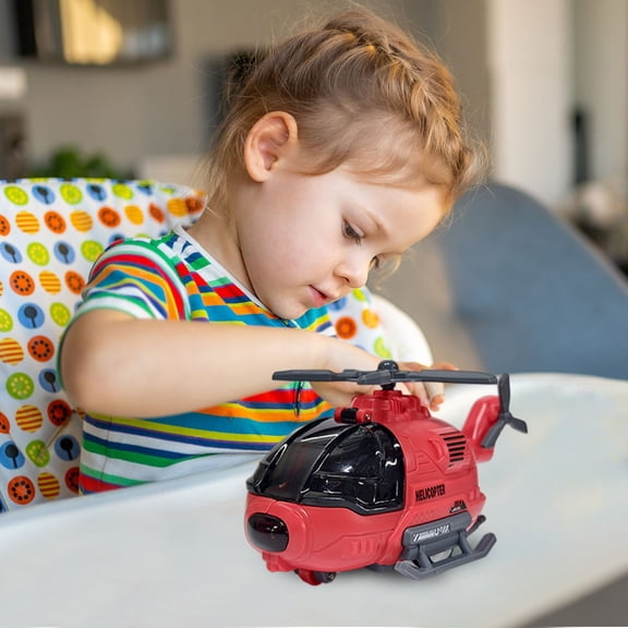 Simulation Helicopter Model Toy with Spinning Rotor Blades Inertial Pull Back Helicopter for Lovers Birthday Party Gift Red