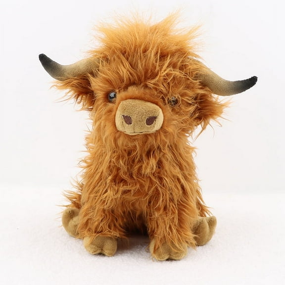 Simulation Highland Cow Animal Plush Doll Soft Stuffed Highland Cow Cattlle Plush Toy Plushie Gift for Kids Boys Girls