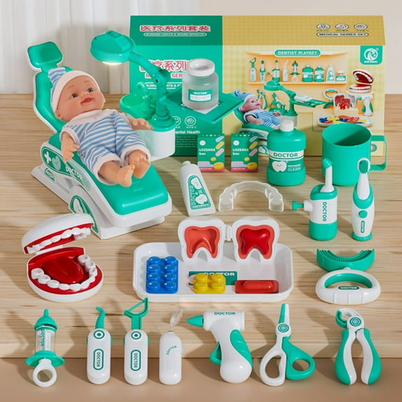 Simulation Home Toy Dentist Kit 28Pcs Pretend Dentist Play Set Kids Doctors Playset Kit Toys Gifts for 3-6 Year Old Girls Boys Toddlers