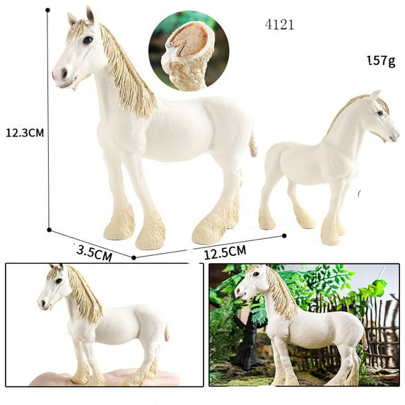 Simulation Horse Figurines Solid Animal Steed Clydesdale Haflinger Figure Garden Home Decor DIY Miniatures Props (4121)