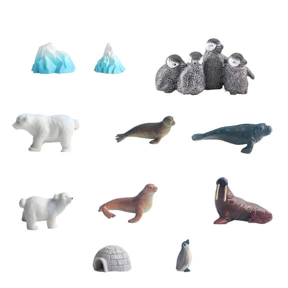 Simulation Igloos Penguins Figurine Set for Fishtanks Decoration with Icebergs Aquariums Landscape Accessory