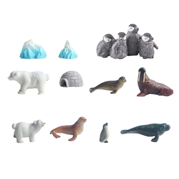 Simulation Igloos Penguins Figurine Set for Fishtanks Decoration with Icebergs Aquariums Landscape Accessory