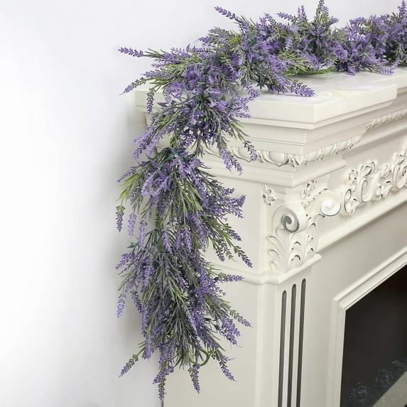 Simulation Lavender Rattan Garland 6FT Long Purple Artificial Plastic Vine, Realistic Flexible for Staircase Hanging Dining Table Front Door Bendable for Wedding Party Holiday Supplies