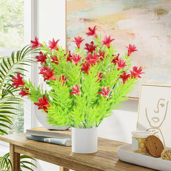 Simulation Lilies Flowers Artificial Bouquet, Fake Flowers for Outdoor Holiday Decorations, Home Garden Christmas Decor, Family Gathering Seasonal Celebration, Front Door Welcome Floral Akmoler